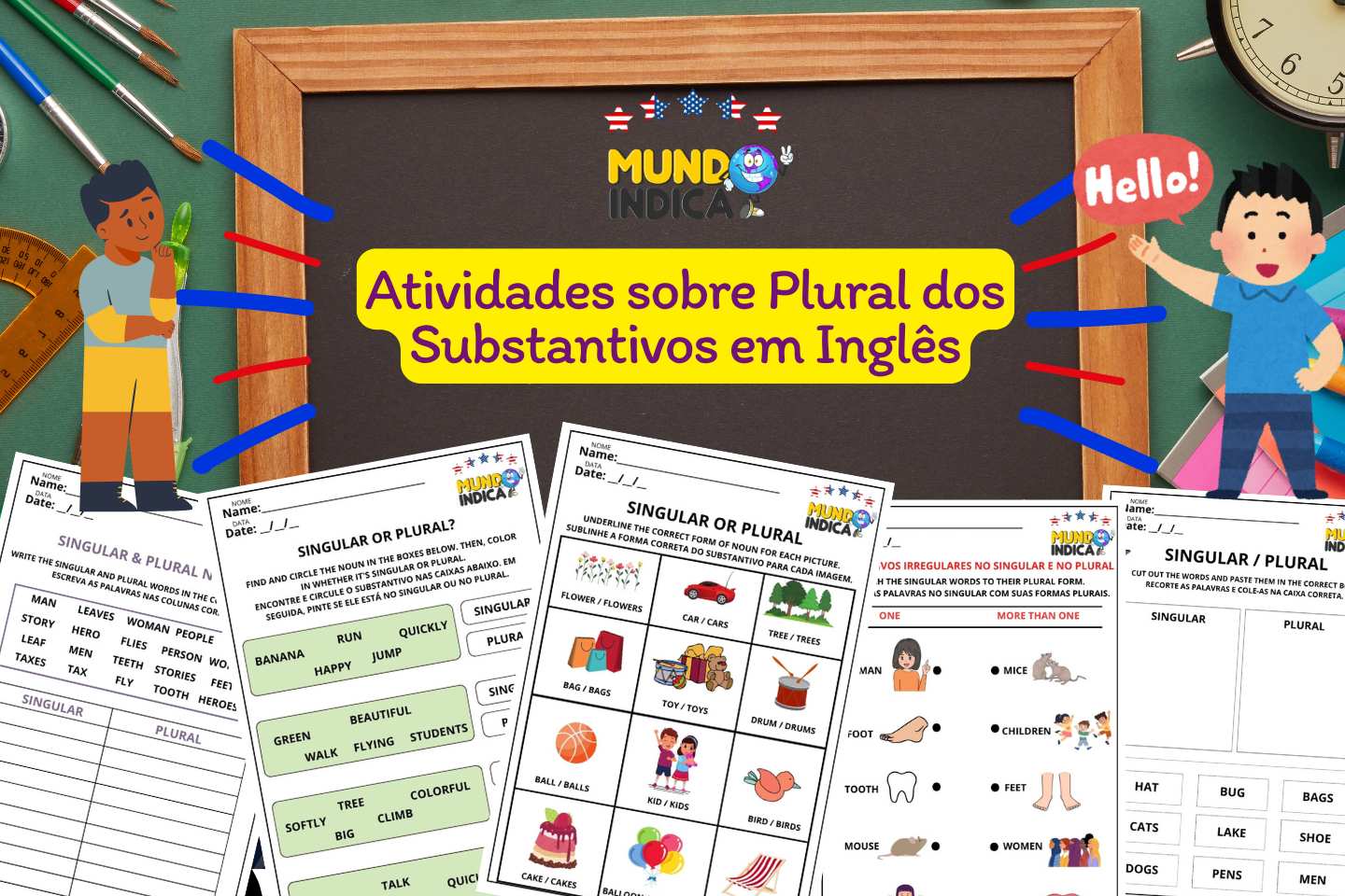 Atividades sobre Plural dos Substantivos em Inglês