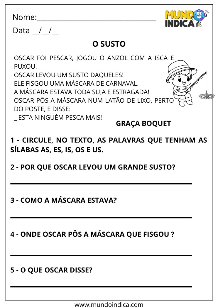Folha de Atividade com Exercícios de Interpretação de Texto para Imprimir