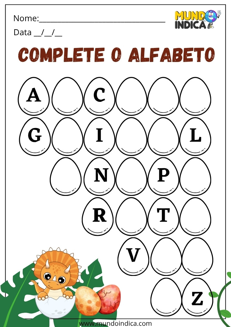 Atividade Complete o Alfabeto para Imprimir