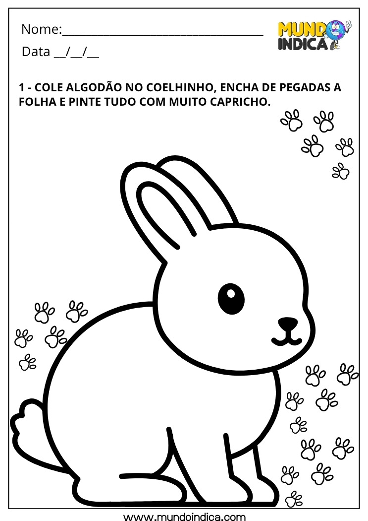 Atividade Lúdica Cole Algodão no Coelhinho para Educação Infantil