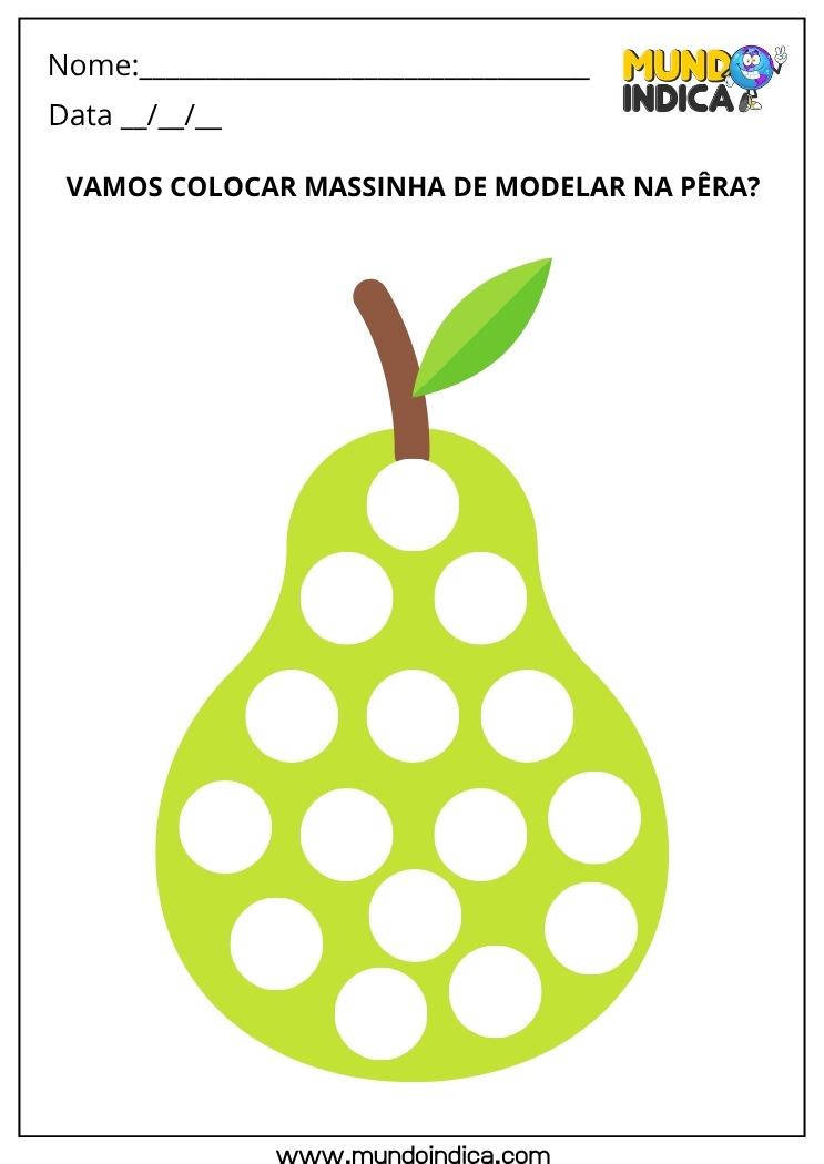 Atividade Lúdica Coloque Massinha de Modelar na Pêra para Educação Infantil