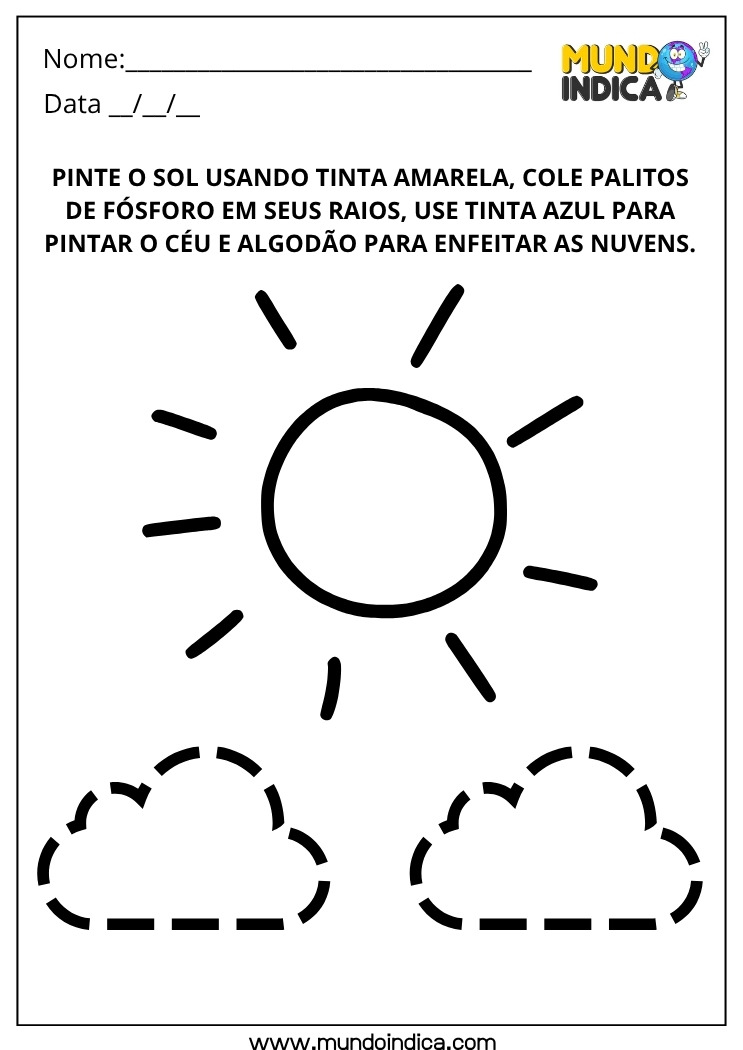 Atividade Lúdica com Tinta Guache, Palitos de Fósforo e Algodão para Educação Infantil