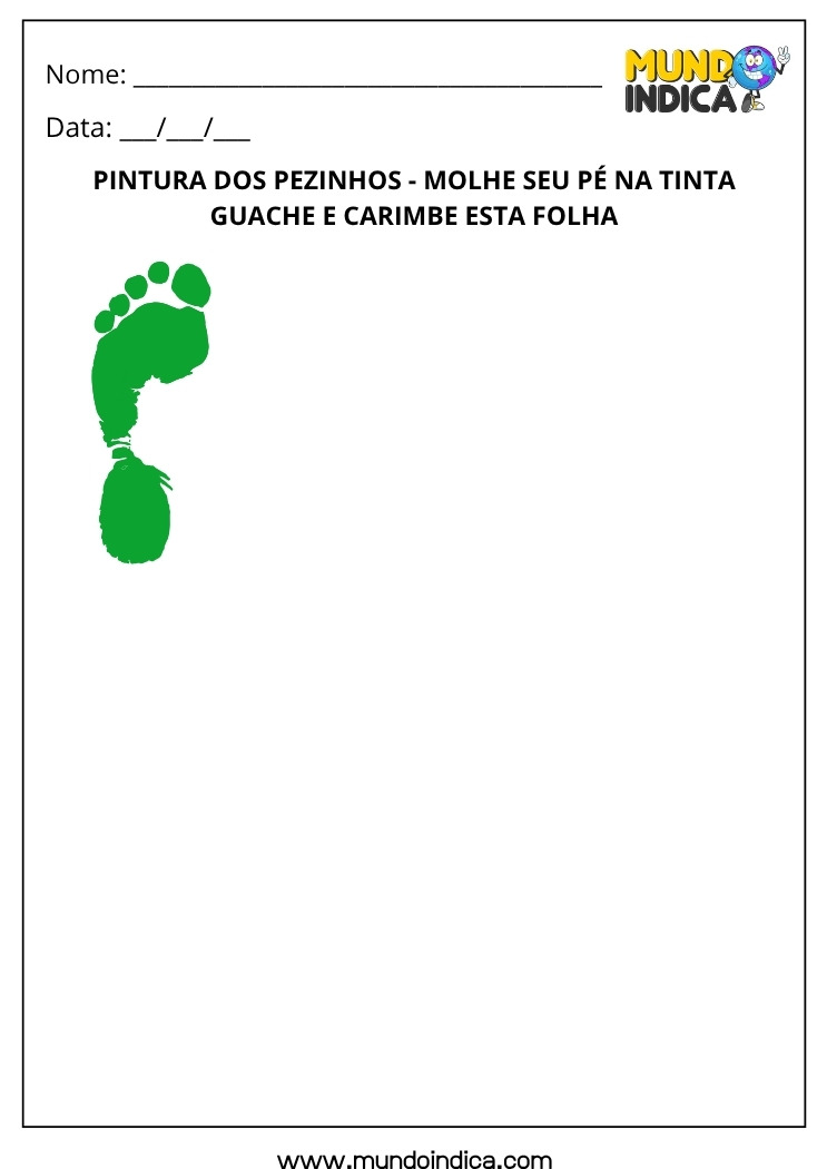 Atividade Lúdica com Tinta Guache para Pintar o Pé para Educação Infantil