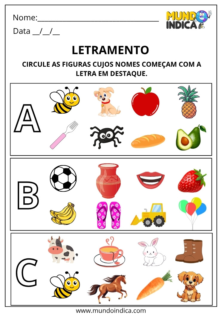 Atividade de Alfabetização e Letramento para Fazer em Casa para Imprimir