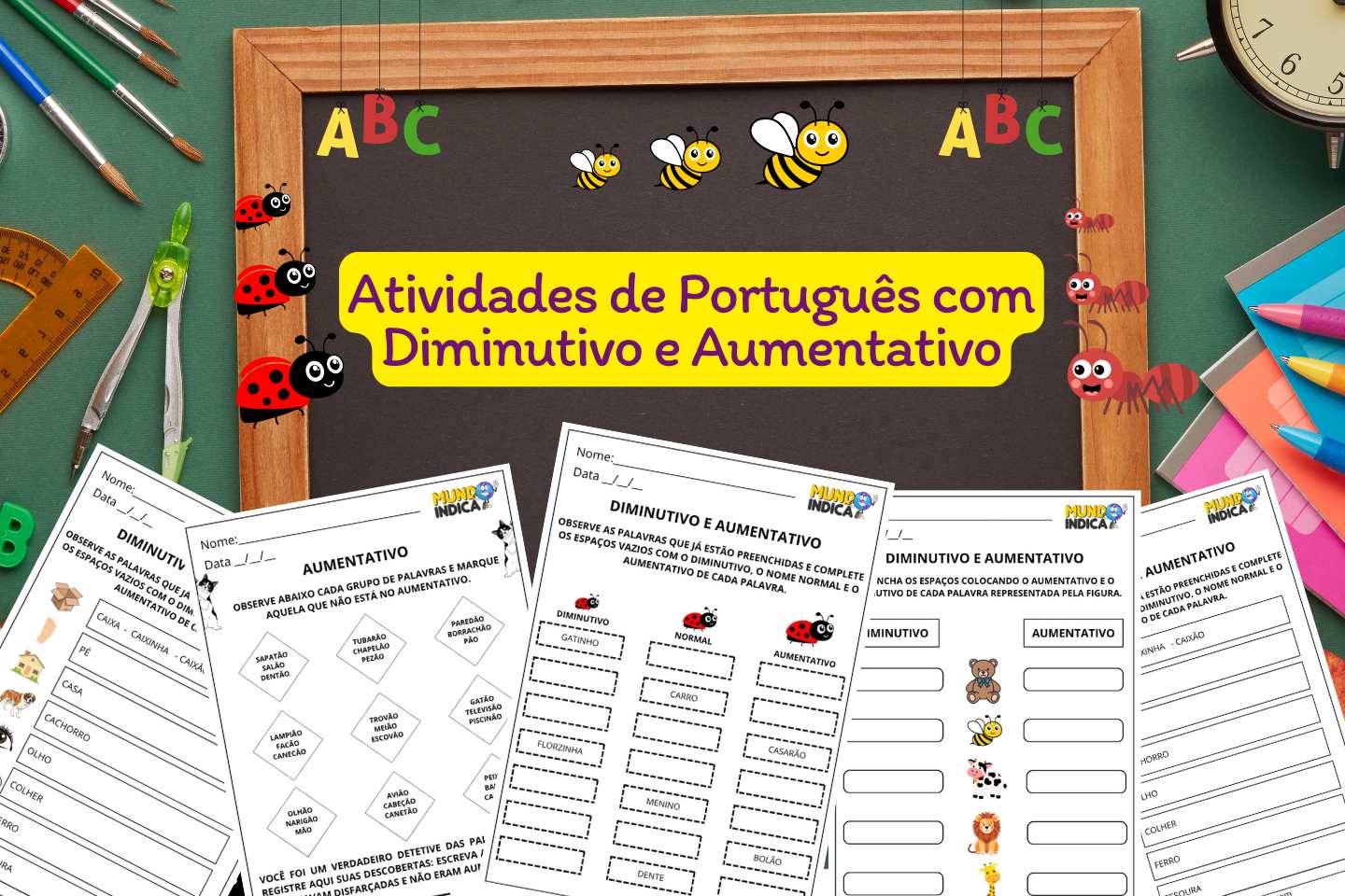 Atividades de Português com Diminutivo e Aumentativo