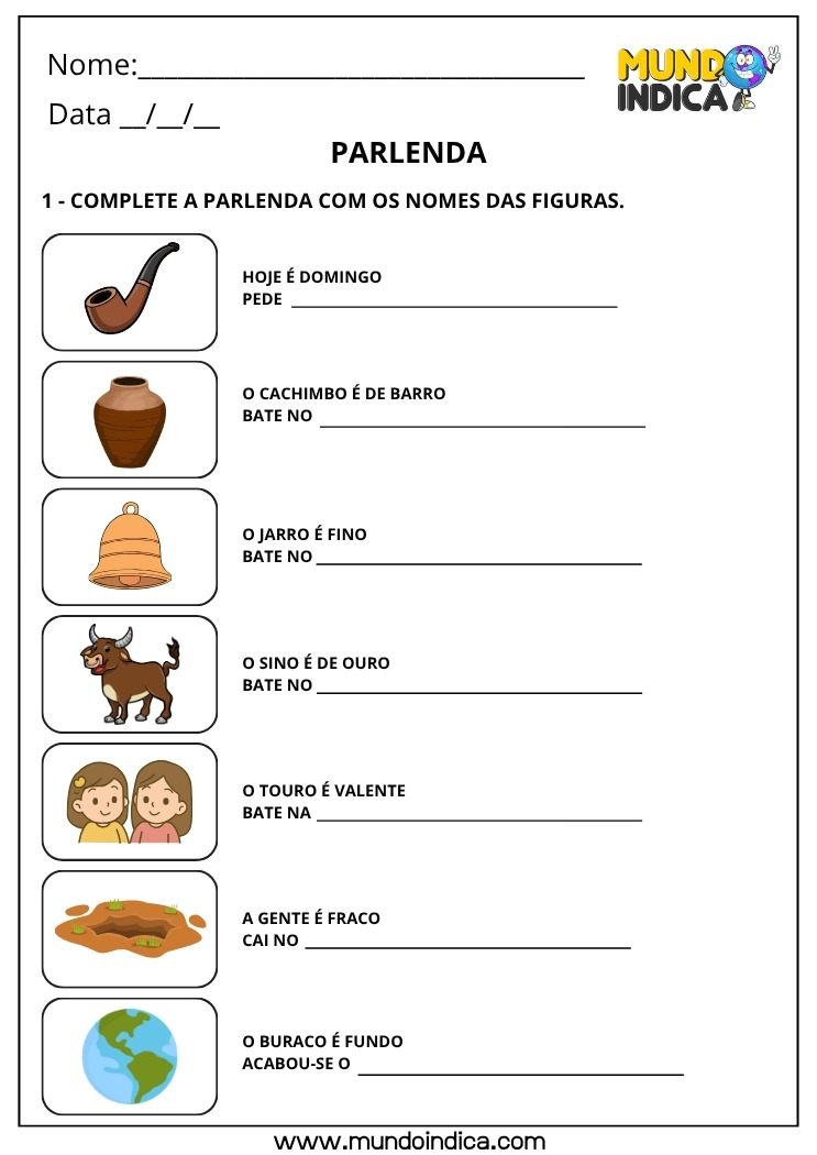 Atividade Parlenda Hoje é Domingo