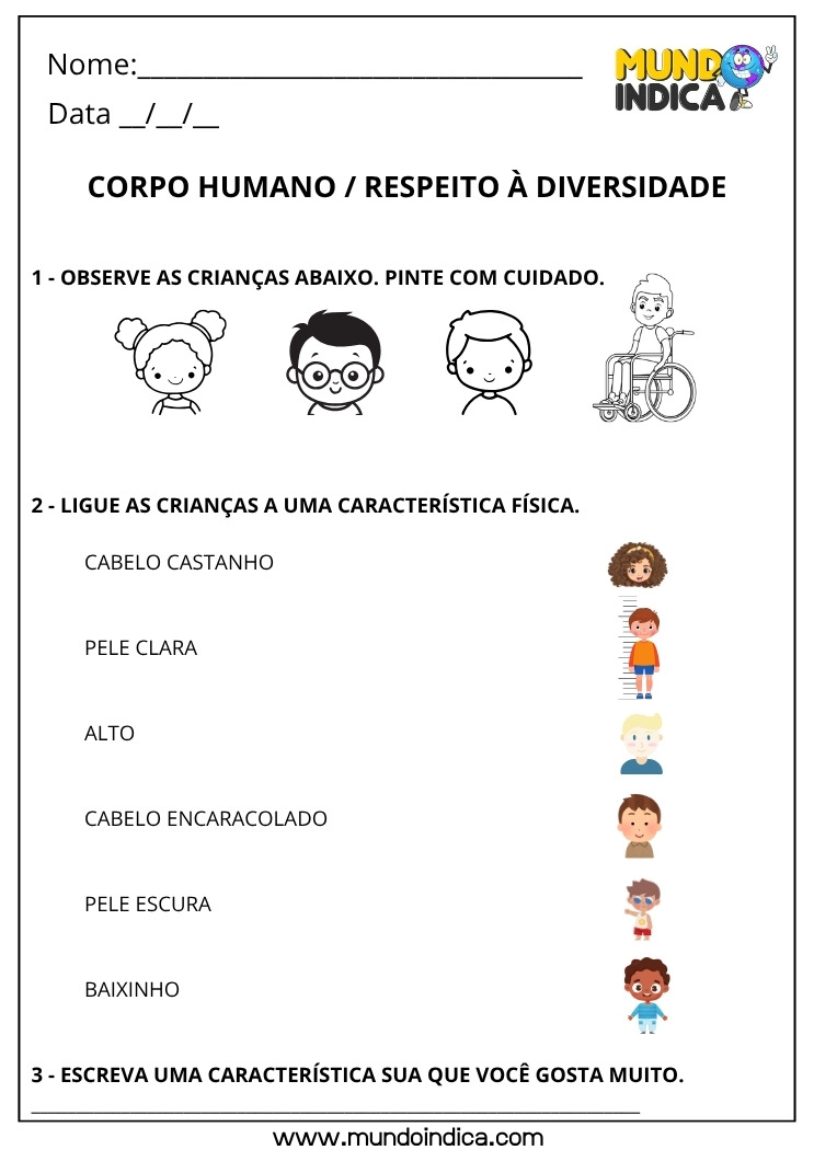 Atividade de Ciências sobre Corpo Humano e Respeito à Diversidade para os Anos Iniciais do Ensino Fundamental