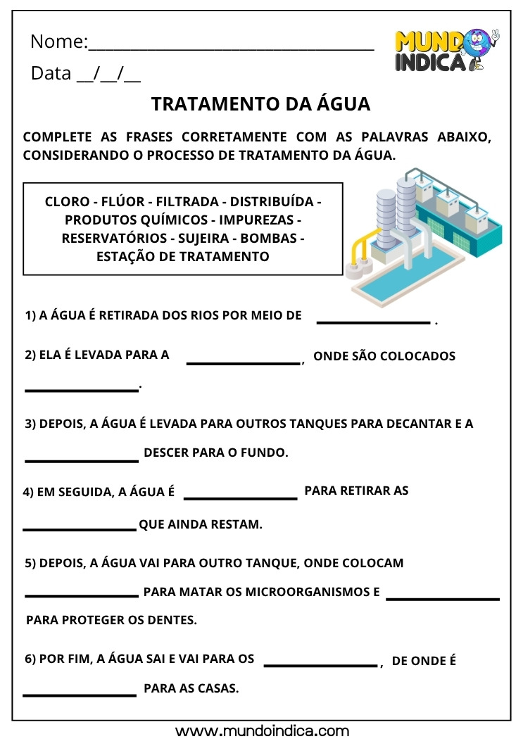 Atividade de Ciências sobre o Tratamento da Água para os Anos Iniciais do Ensino Fundamental