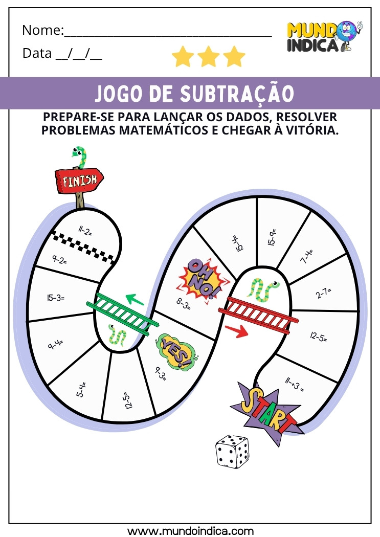 Atividade de Matemática para os Anos Iniciais do Ensino Fundamental com Jogo de Subtração