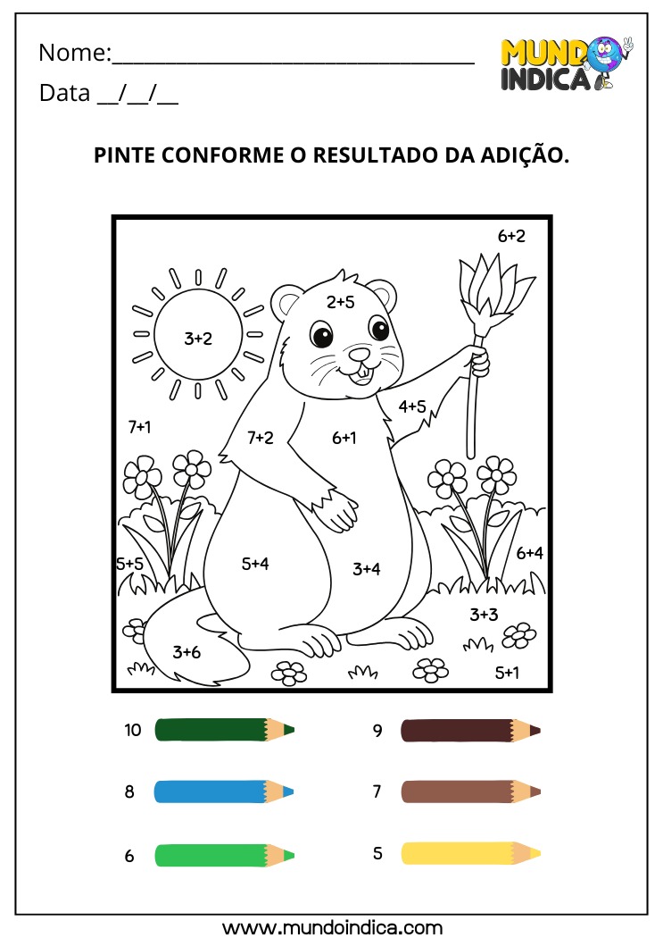 Atividade de Matemática para os Anos Iniciais do Fundamental com Pintura Dirigida Conforme o Resultado da Adição