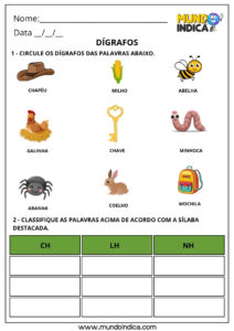 Atividades de Português 3º Ano com Dígrafos para Imprimir