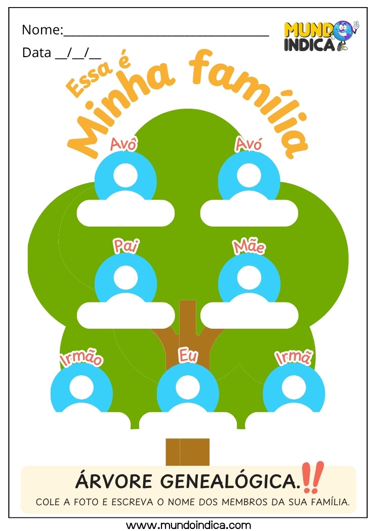 Atividade sobre Família para Educação Infantil com Colagem de Fotos para Imprimir