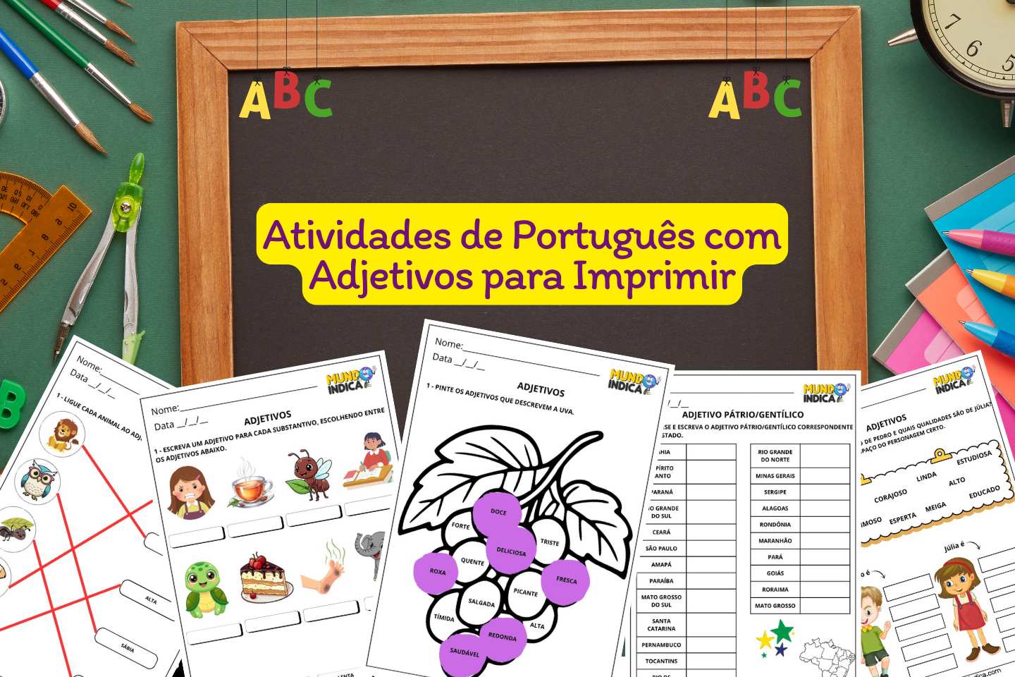 Atividades de Português com Adjetivos para Imprimir