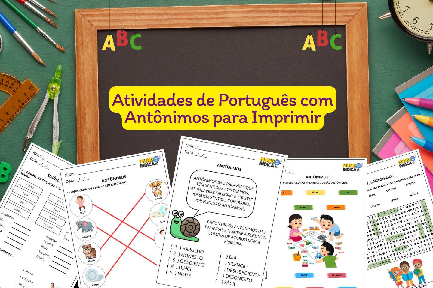 Atividades de Português com Antônimos para Imprimir
