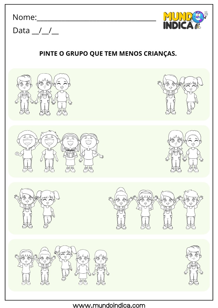 Atividade Lúdica de Matemática 1º ano sobre Comparação de Quantidades para Imprimir