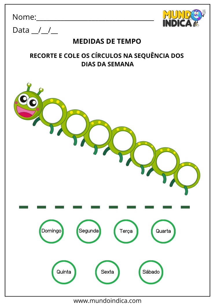 Atividade Lúdica sobre Medida de Tempo com Recorte e Colagem dos Dias da Semana