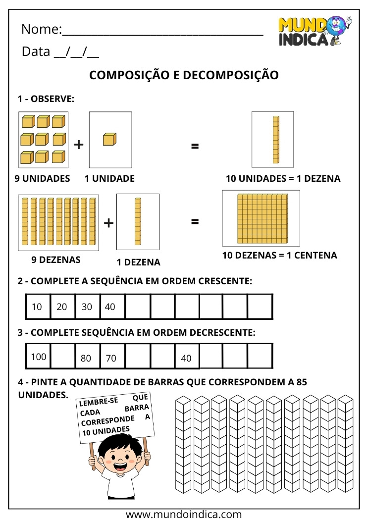Atividade de Composição e Decomposição para o 1º ano Ensino Fundamental