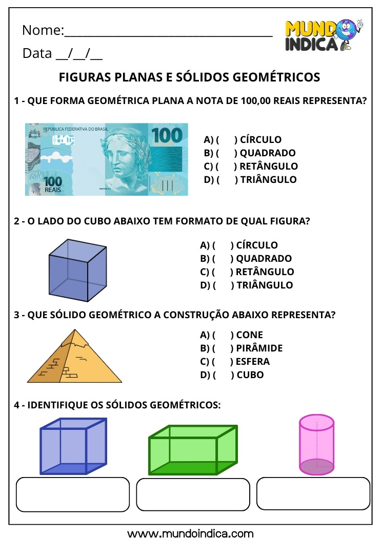 Atividade de Figuras e Sólidos Geométricos para o 1º ano para Imprimir 1