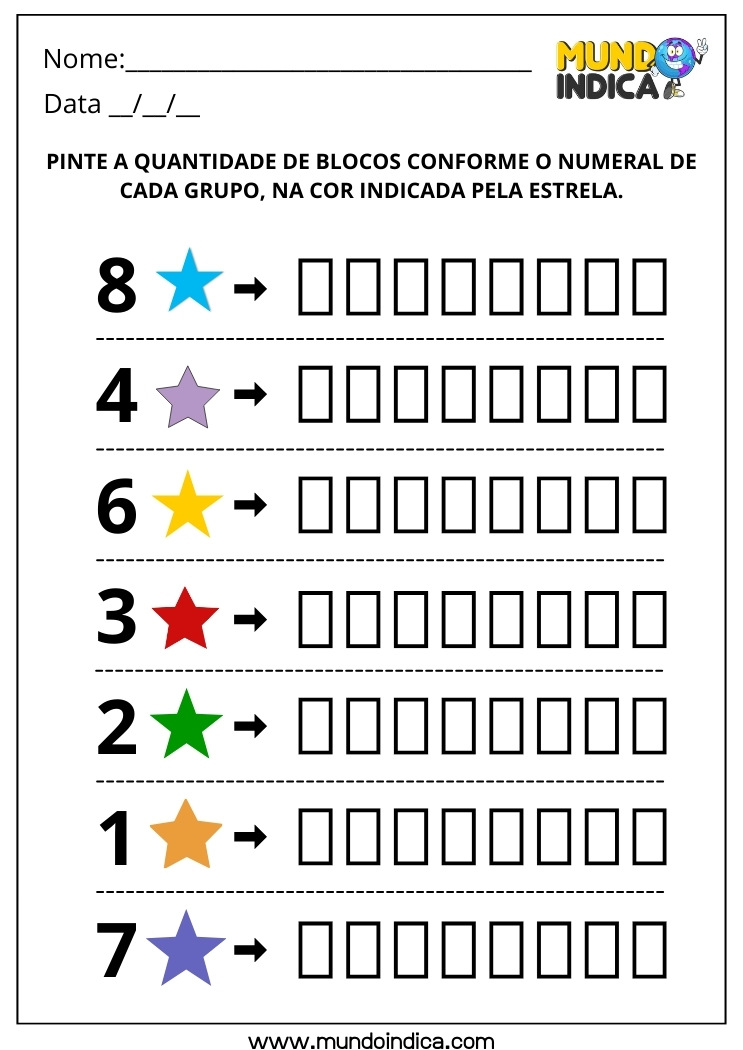 Atividade de Matemática 1 Ano com Contagem e Pintura para Imprimir
