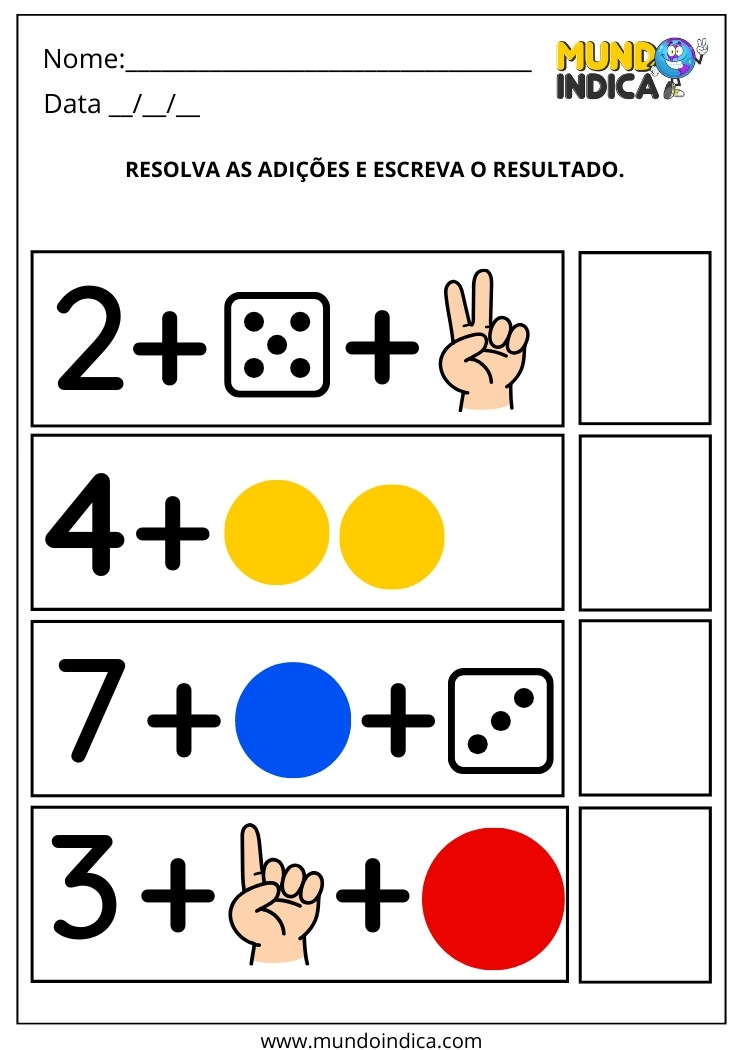 Atividade de Matemática 1º ano com Adição para Imprimir