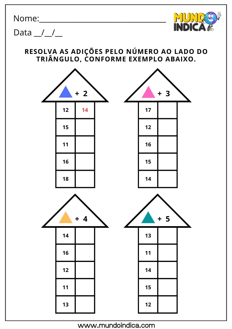 Atividade de Matemática 1º ano com Adição
