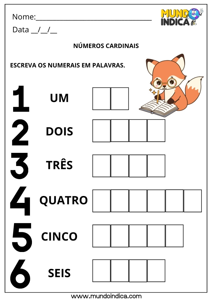 Atividade de Matemática 1º ano para Escrever os Números para Imprimir