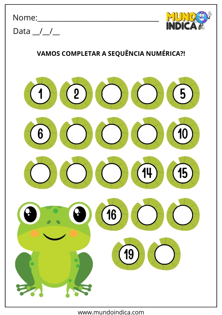 Atividade de Sequência Numérica de 1 a 20 para o 1º Ano para Imprimir
