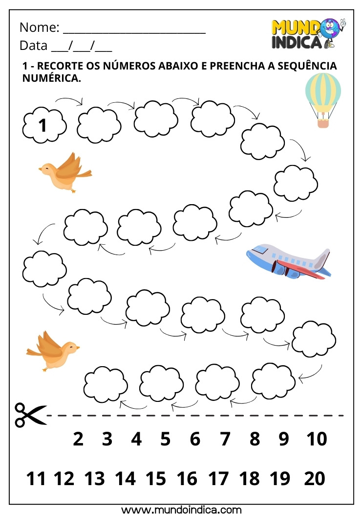 Atividade de Sequência Numérica para o 1º Ano