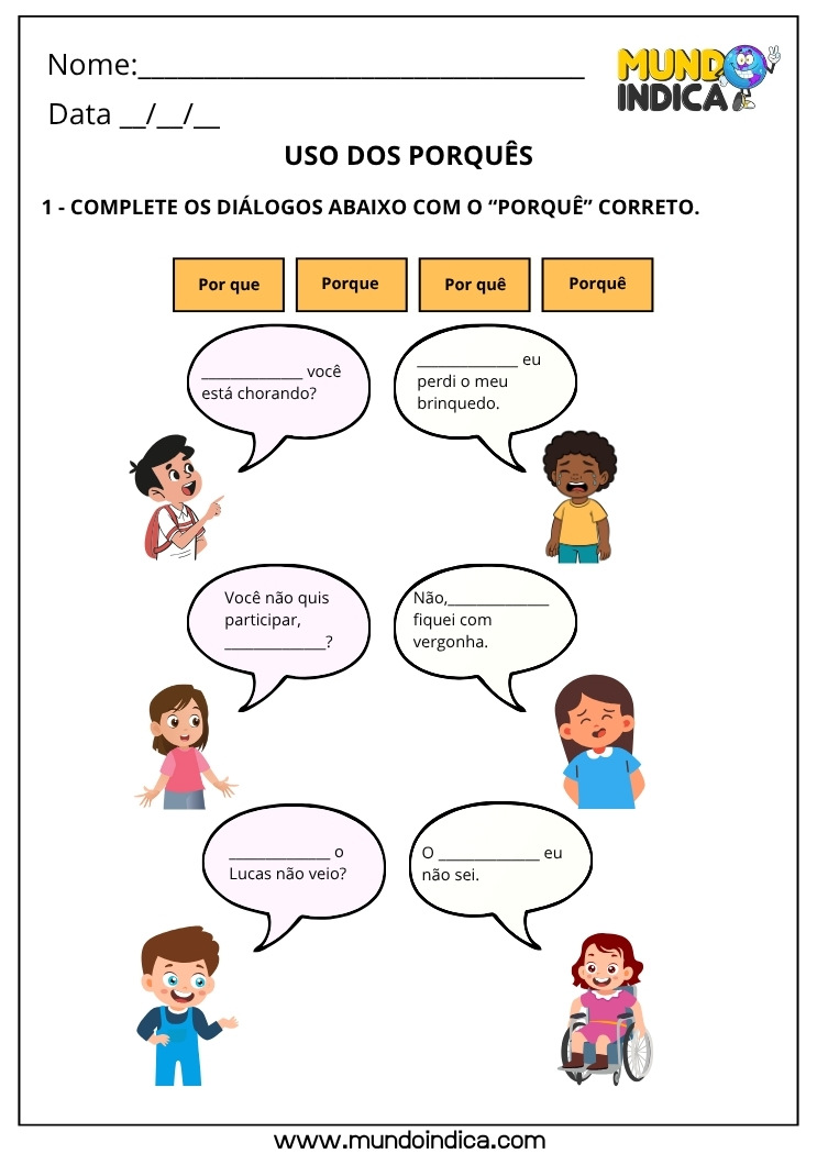 Atividade sobre o Uso dos Porquês 4