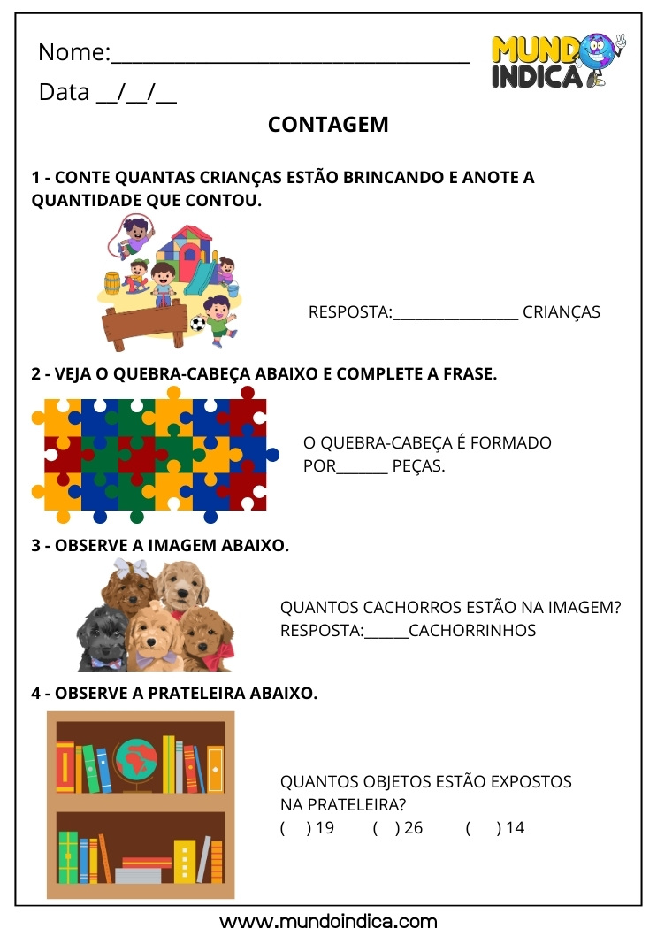 Atividades de Contagem para o 1º Ano para Imprimir