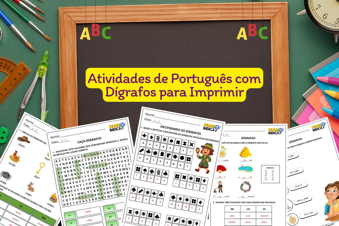 Atividades de Português com Dígrafos para Imprimir