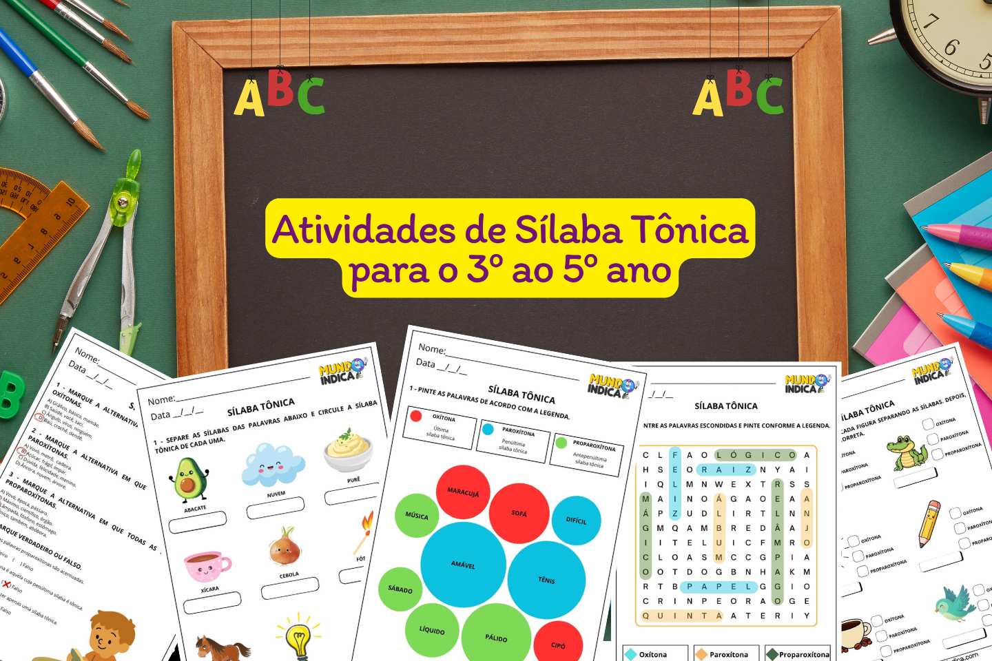 Atividades de Sílaba Tônica para o 3º ao 5º ano