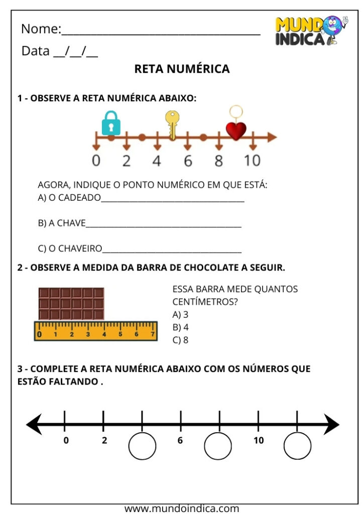 Atividades sobre Reta Numérica para o 1° ano
