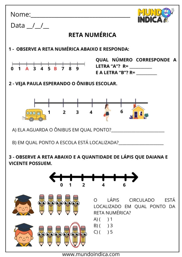 Atividades sobre Reta Numérica para o 1° ano