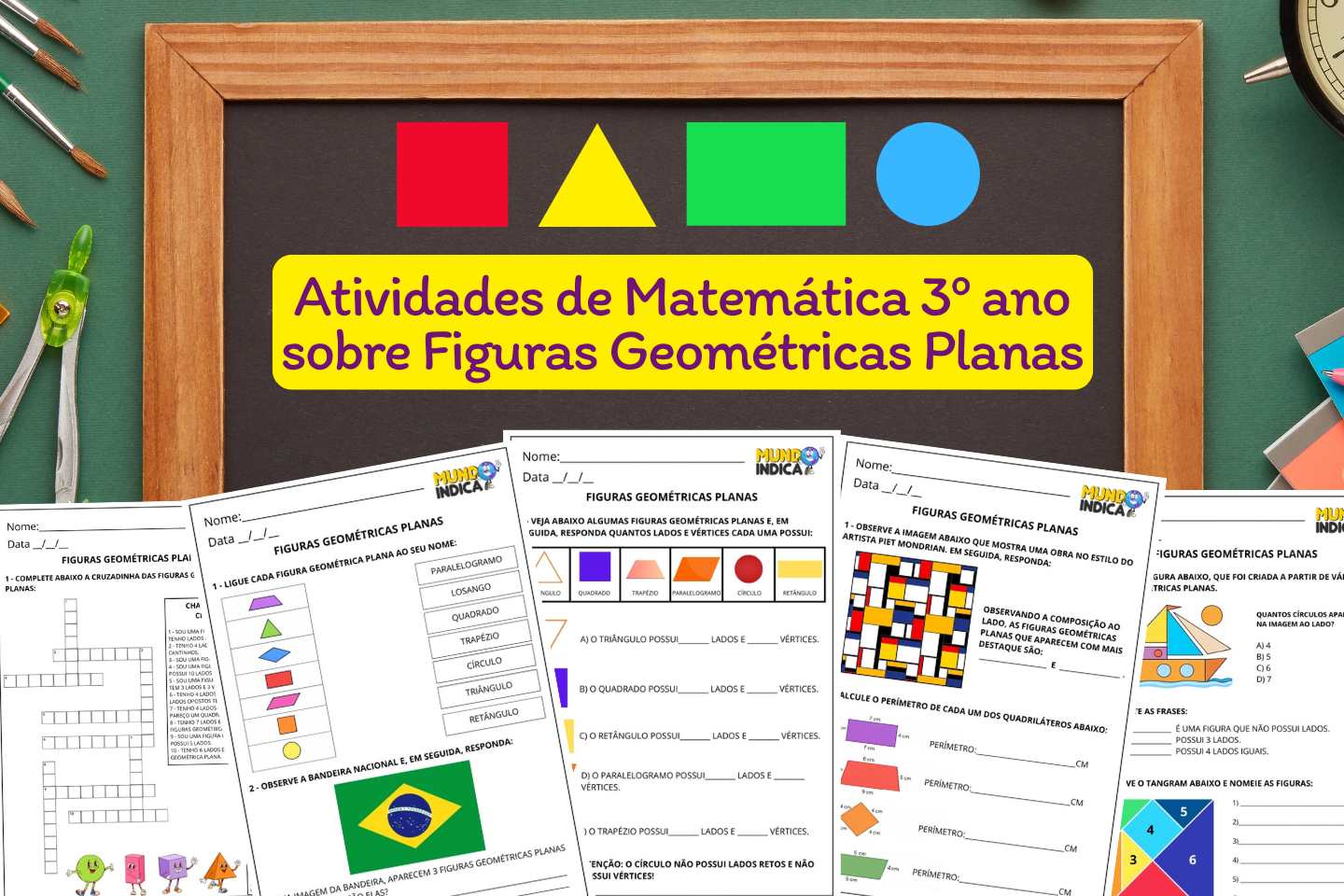 Atividades de Matemática 3º ano sobre Figuras Geométricas Planas para ...