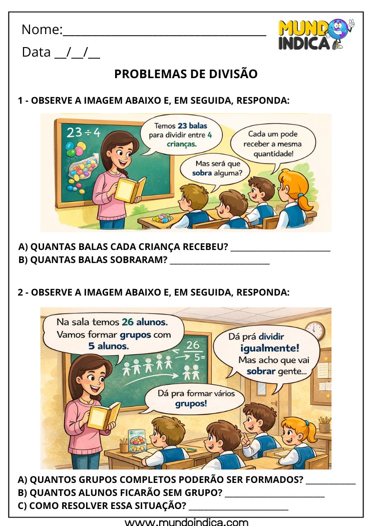 Atividades de Matemática 3º Ano Divisão com Resto
