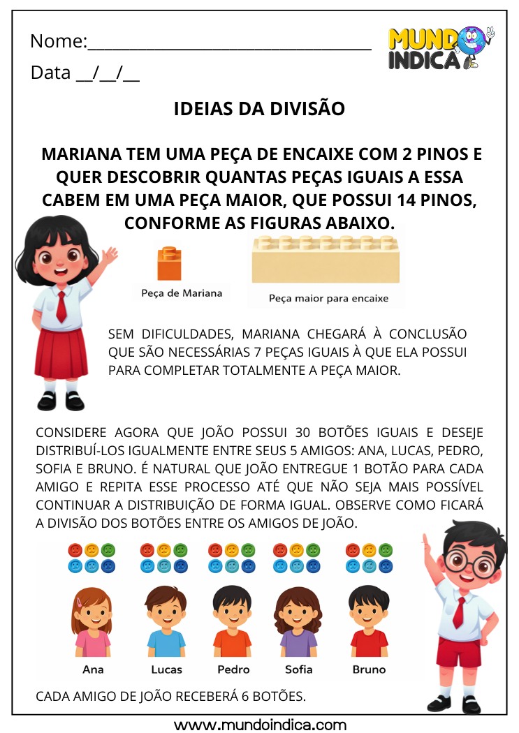 Atividades de Matemática 4º Ano - Ideias da Divisão