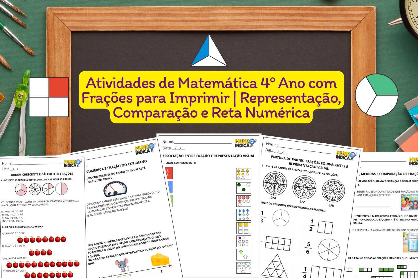 Atividades de Matemática 4º Ano com Frações para Imprimir ...