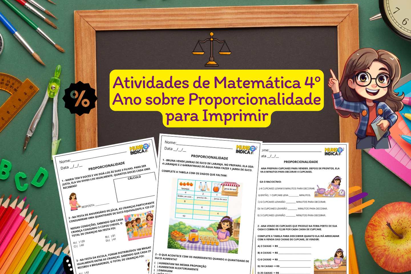 Atividades de Matemática 4º Ano sobre Proporcionalidade para Imprimir