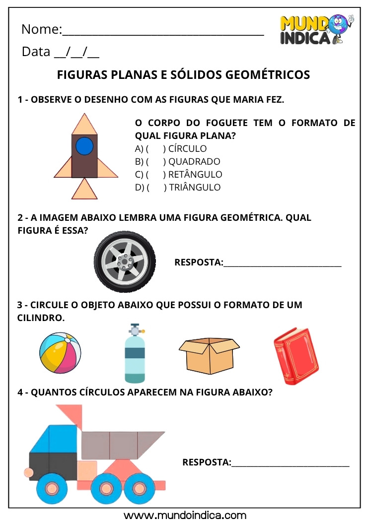 Atividade de Figuras e Sólidos Geométricos para o 1º ano