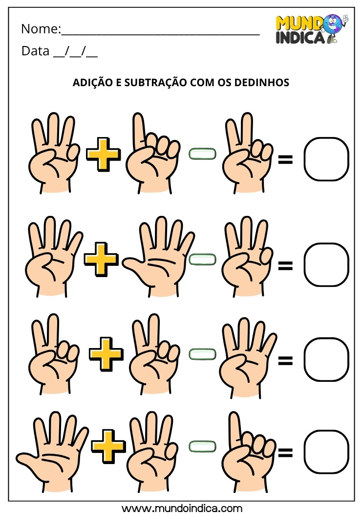 Atividade de Matemática 1º ano com Adição e Subtração para Imprimir