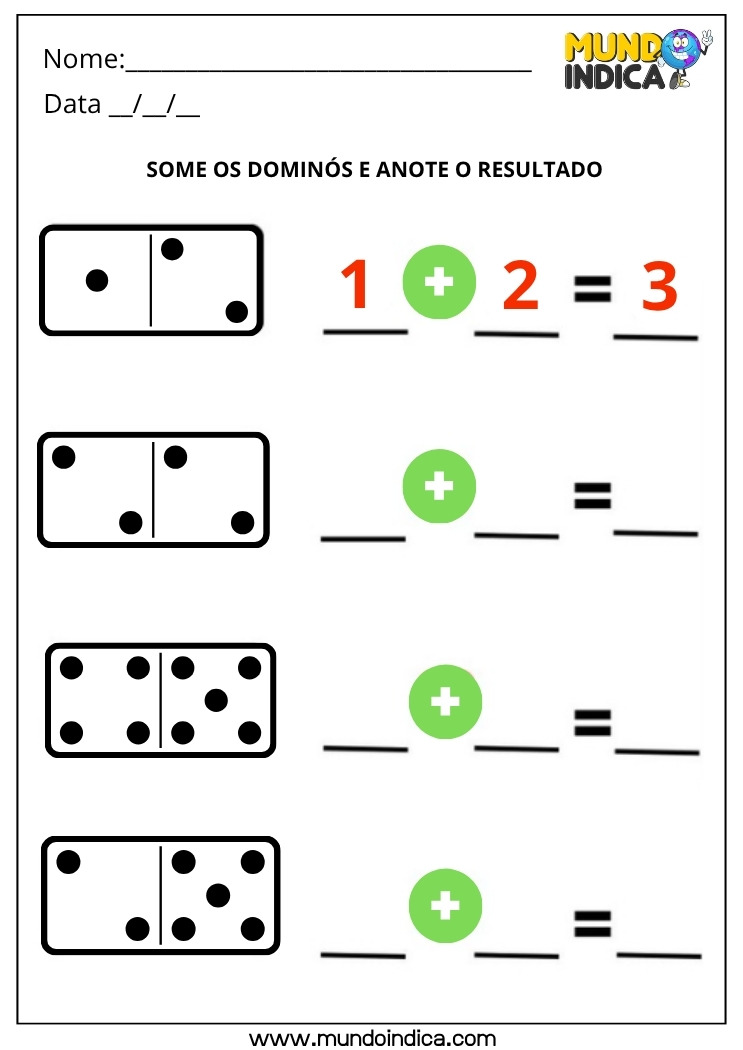 Atividade de Matemática 1º ano com Adição