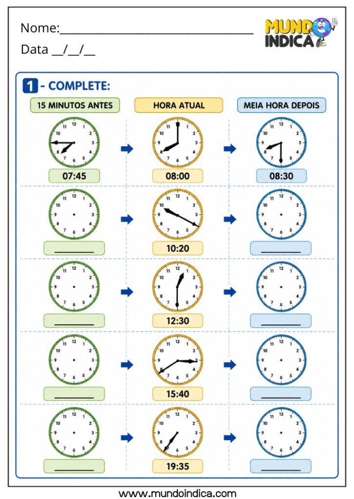 Atividades de Matemática 4º Ano sobre Medidas de Tempo para Imprimir ...