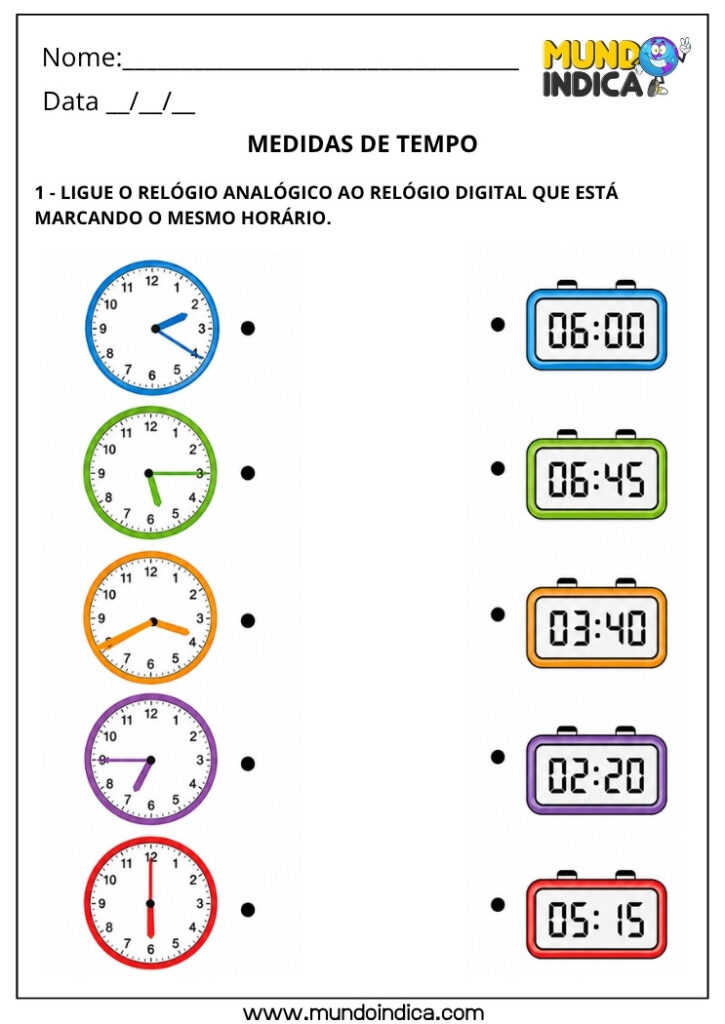 Atividades de Matemática 4º Ano sobre Medidas de Tempo para Imprimir ...