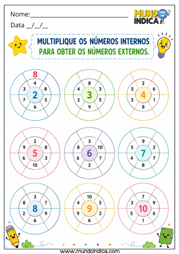 Atividade de Matemática para o 4º Ano com Multiplicação para Imprimir
