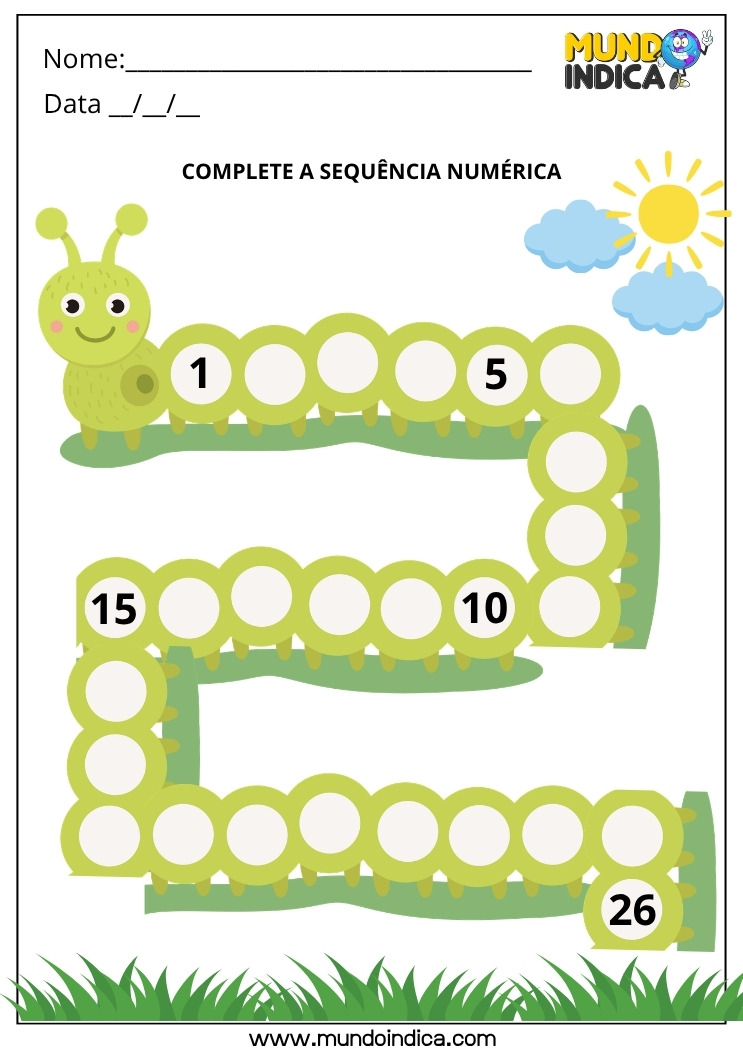 Atividade de Sequência Numérica para o 1º Ano
