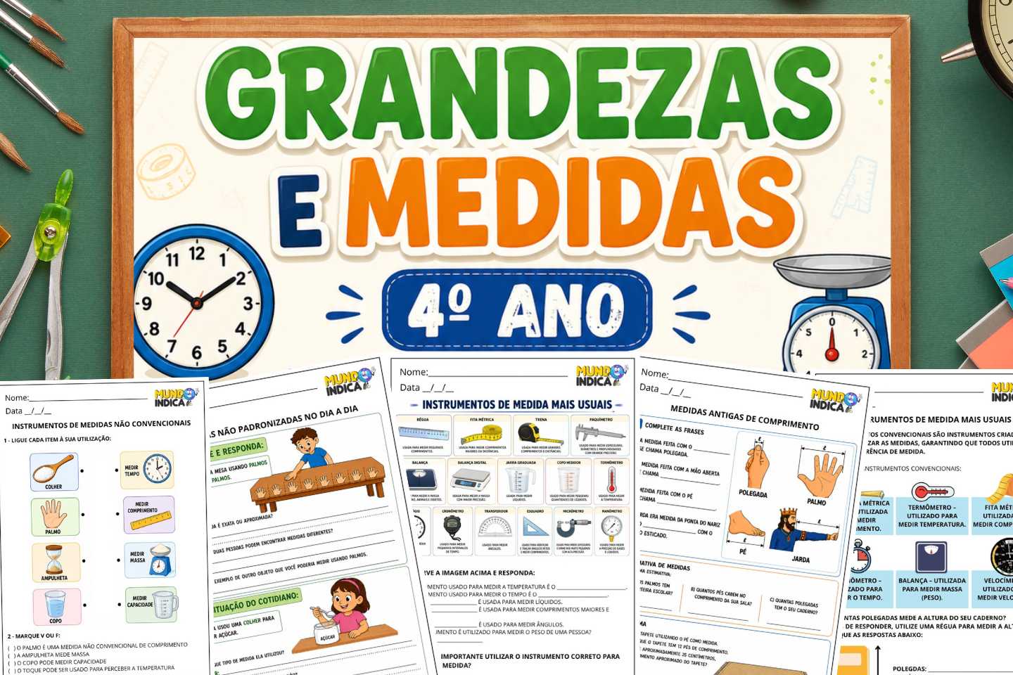 Atividades de Grandezas e Medidas 4º Ano para Imprimir com Instrumentos ...