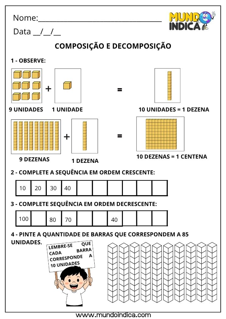 Atividade de Composição e Decomposição para o 1º ano (EF01MA07)
