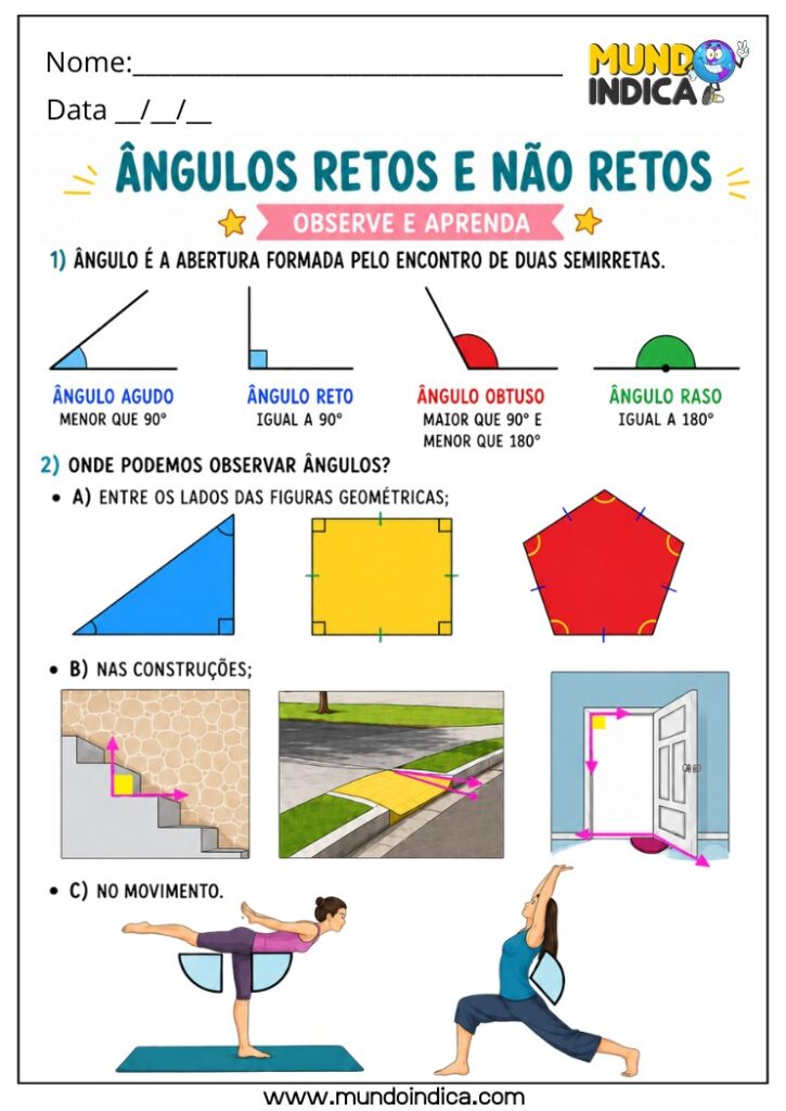 Atividades de Matemática 4º Ano sobre Ângulos Retos e Não Retos segundo ...