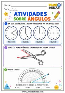 Atividades de Matemática 4º Ano sobre Ângulos Retos e Não Retos segundo ...